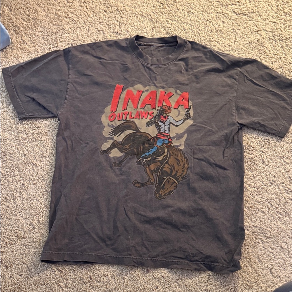 Inaka Power Outlaws Cowboy Graphic Tee - Dark Gray